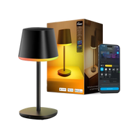 Rechargeable Smart RGBIC Table Lamp, Matter Compatible App Voice Control Dimmable Multi‑Color Bedside Night Lamp for Bedroom Living Room Home Ambient Lighting